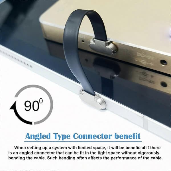 UC-170-0.07M 75mm Angled USB-C to USB-C Ultra Slim Flat USB2.0 Data Cable 65W Fast Charging Cord