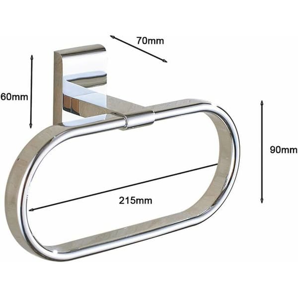 Oval Håndkleholder Moderne Stil Rustfritt Stål 304 Krom Baderomsutstyr (Håndkleholder)