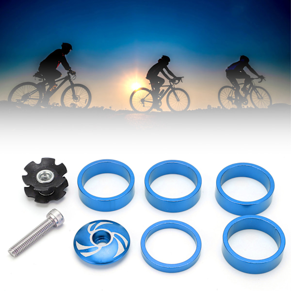 Bike Headset Front Fork Top Cap and Star Nut with Aluminum Screw Set for Fixed Cog 5410T SetBlue