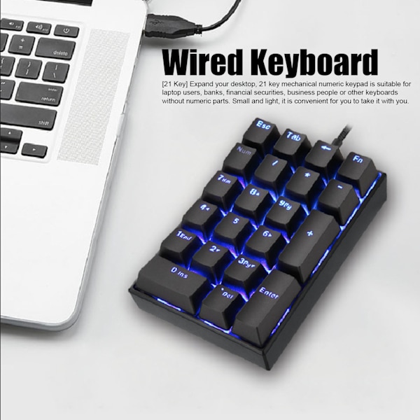 Trådbundet tangentbord Stepped Keycap Fadeless Durable Bakgrundsbelyst 21 Tangenter LED Mekaniskt Tangentbord Röd Axel