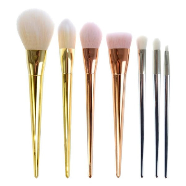 7 makeup brushes - Rose silver gold - Makeup brushes multicolor