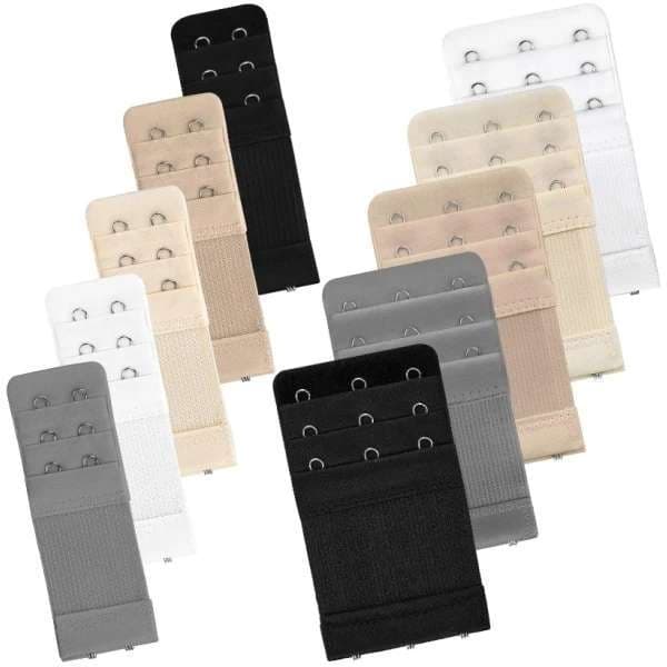 10-pack BH-förlängare - Svart, Vit, Beige - 2 olika bredder Multicolor multicolor