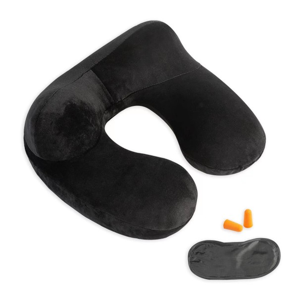 1 STK oppblåsbar U-formet pute--(pute + øyemaske + ørepropper + snøringlomme) black