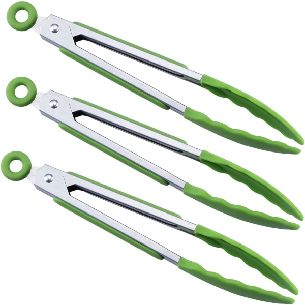 Kitchen Food Tongs - 7" Mini Silicone Serving Tongs - Set of 3