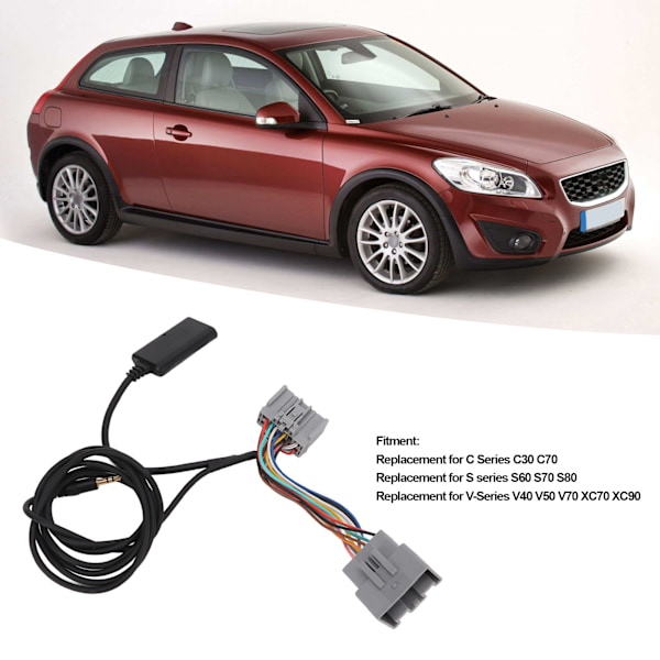 Bluetooth AUX-modul for bil - Trådløs svart radioadapter - Erstatning for C30 C70 S60 S70 S80