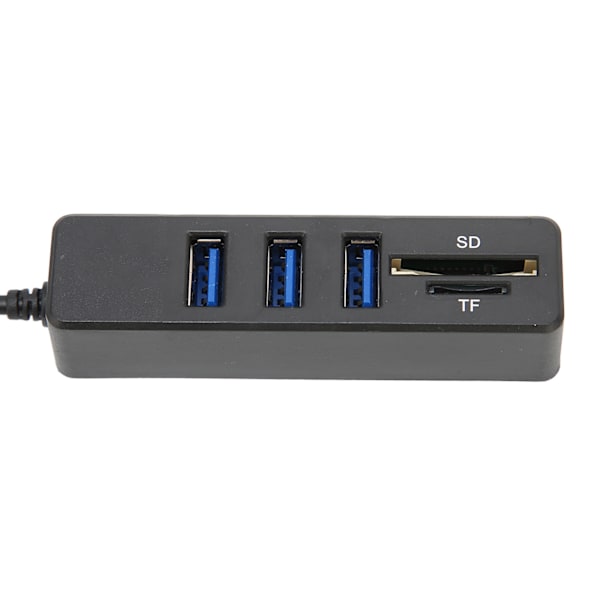 USB2.0 Hub Minneskortläsare Höghastighetsöverföring Plug and Play Enkel Åtkomst USB-Splitter Svart