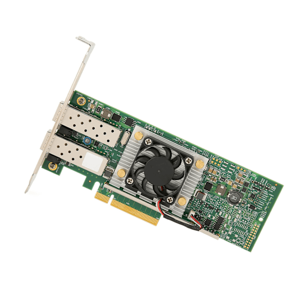 BCM57810S 10GB Dual Port SFP PCIe X8 Ethernet Converged Network Adapter med Kylfläkt Multifunktionellt Ethernet Nätverkskort