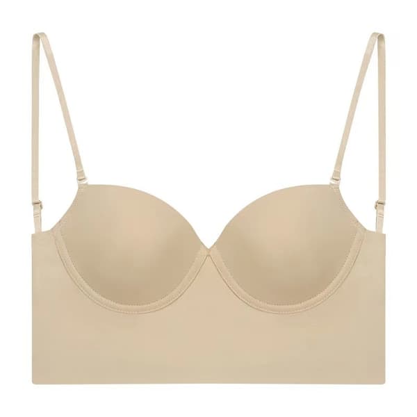 Low Back Deep V Push Up Open Back Nude Bra - Perfet Skin Skin L