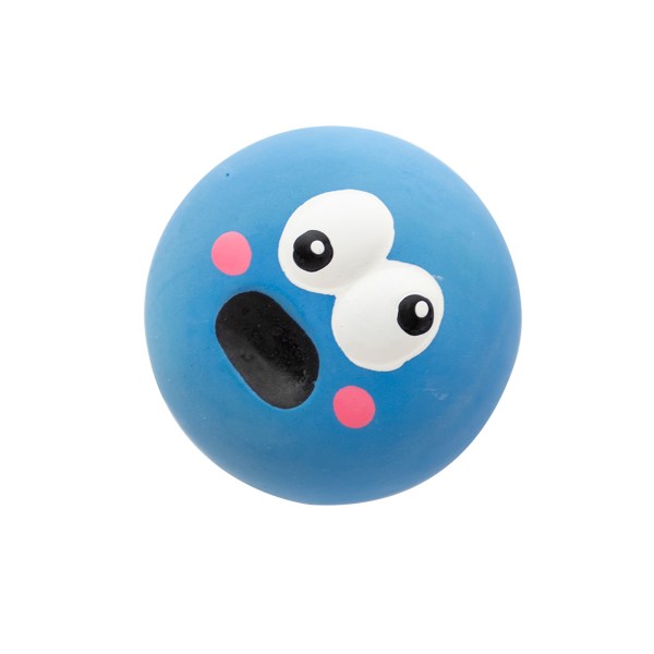 Latex Piper hundleksaksboll 5,5x5,5x4cm Roligt ansikte Mjuk valp Interaktiv Hämta Spela Ljudbollar Blå