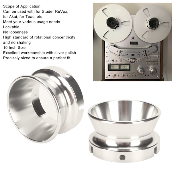 Polerade Aluminium NAB Hub Adaptrar 10 Tum Öppnare Universell Laddningsenhet för Studer ReVox för Akai för Teac 2st