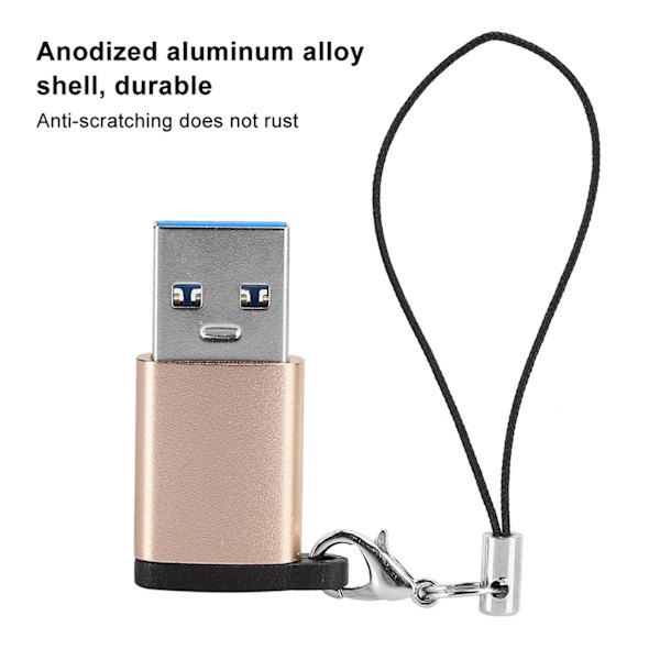 3 st USB3.0 till Typ C3.1 Hona Adapter Snodd Elektronisk Överföringskontakt (GuldSnodd)