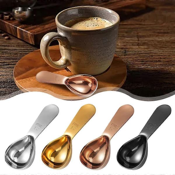Måleske i rustfrit stål til kaffe, mælkepulver, teblade, 30 ml Black
