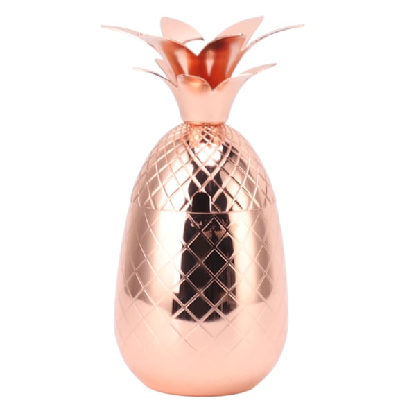 Cocktail Shaker Ananasform i rustfritt stål, polert glatt overflate, 500 ml, for hjemmebar, roségull