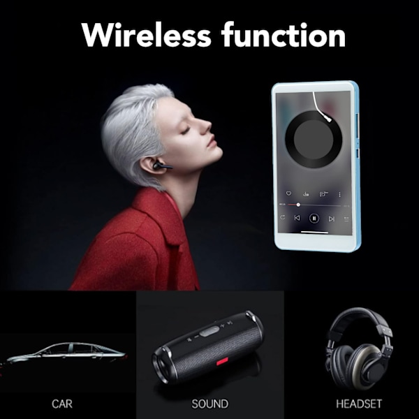 Bluetooth MP4 -soitin 5 tuuman HD-kosketusnäyttö HiFi-kohinanvaimennuksella Kannettava WiFi-musiikkisoitin kameralla Androidille Sininen