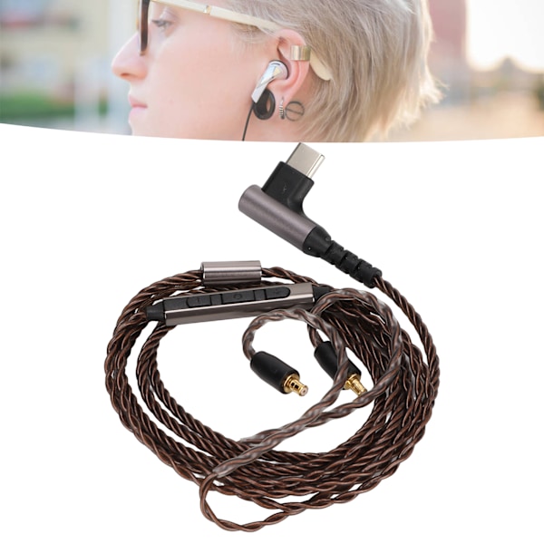 Hörlurskabel Uppgradering OFC Kärna TYPE C A2DC Kontakt Ersättningskabel med Mikrofon för ATH E50 E70 LS300 CKS1100