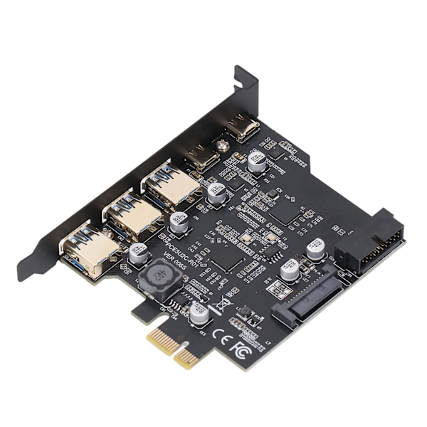 PCIe till USB 3.2 Gen 2-kort 20 Gbps 3 USB Typ A 2 USB Typ C 5-portars PCI Express-expansionskort för Windows, Linux och OS X PC