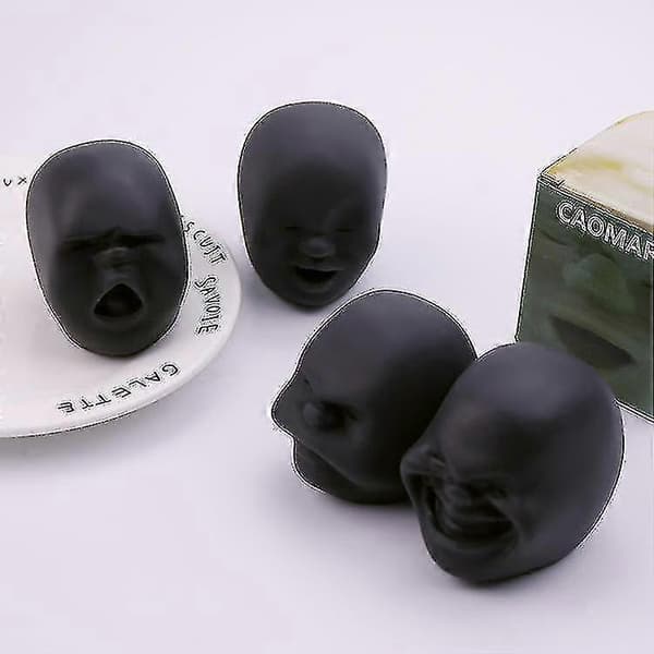 Rolig ansigtsfølelsesbold, Fidget Toy Stress Relief Squeeze Ball Stress, Autisme Sensorisk Legetøj, 1 Styk, Sort
