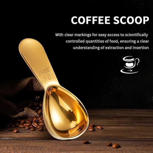 Måleskje i rustfritt stål for kaffe, melkepulver, teblader, 30 ml Black
