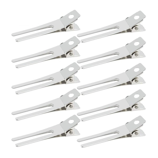 Mångsidiga hårfriseringsklämmor med dubbla stift, enkel hårglidning, slät yta, rostbeständig, hållbart grepp, runda dubbla stift (50 st, silver)