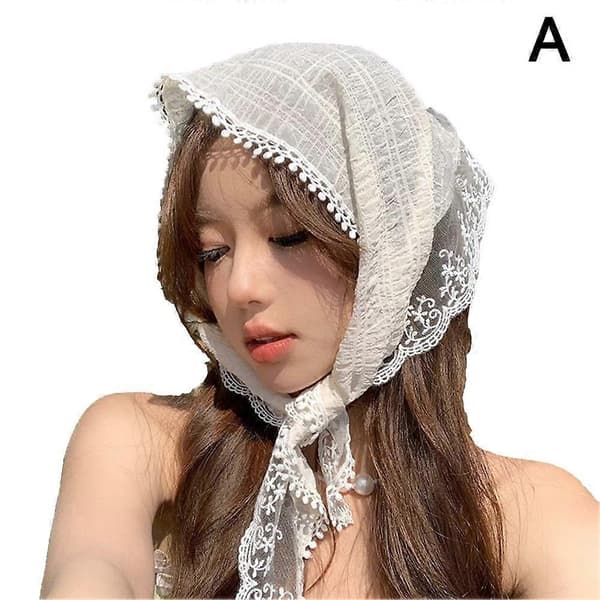 Trekantet hodebånd for kvinner, hårtilbehør, bandana, skjerf white one-size