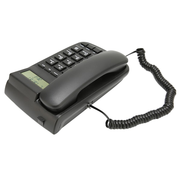 Fasttelefon med nummerpresentation, stora knappar, volymjustering, väggmontering, skrivbordsfasttelefon med LCD-bakgrundsbelysning