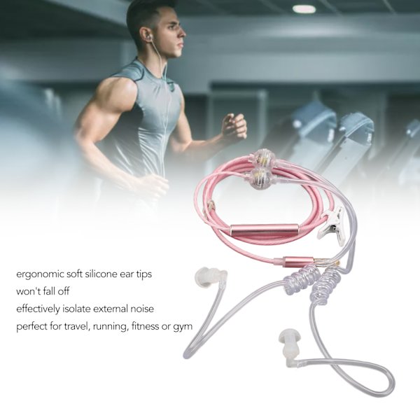 Luftslang Hörlurar Ergonomiska Strålningsfria Brusreducerande Portabla Binaurala 3.5mm Luftslang Headset för Laptop Tablet Rosa