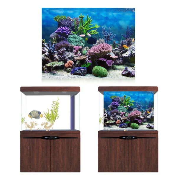 PVC-klæbemiddel til undervands koral akvarium fisketank baggrundsplakat baggrund dekoration papir (61*41cm)