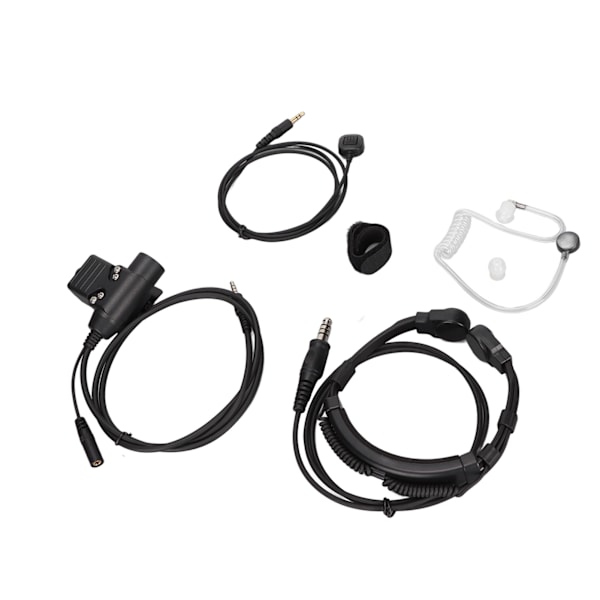 7,1 mm Teleskopiskt Halsmikrofon Headset + Fingermikrofon U94 PTT Akustisk Tub Hörsnäcka för 3,5 mm Mobiltelefonkontakt