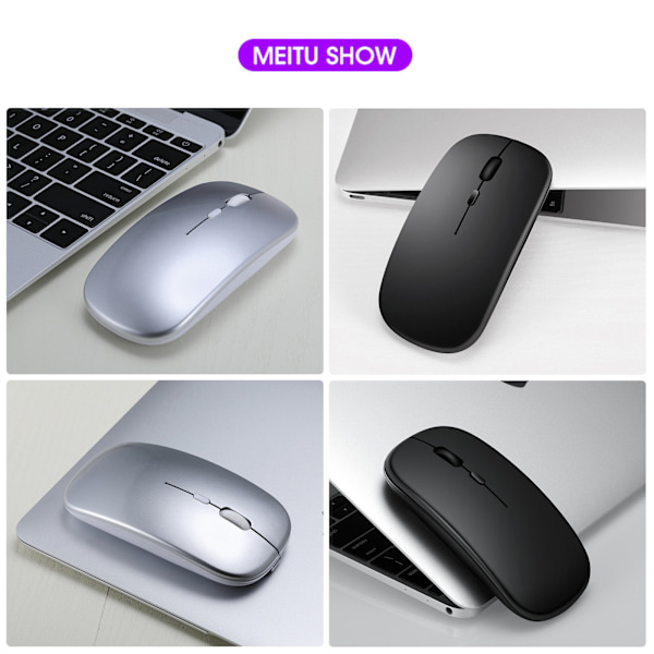 Trådlös Bluetooth-mus, LED Dual Mode Uppladdningsbar Tyst Ultratunn Laptopmus, Portabel Dual Mode Datormus