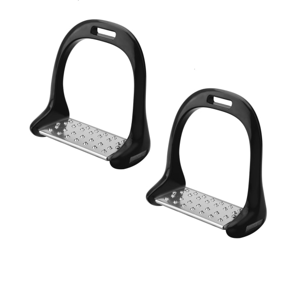 Ridebøjle i rustfrit stål skridsikker pude ridesport aluminium sadel med maling sort