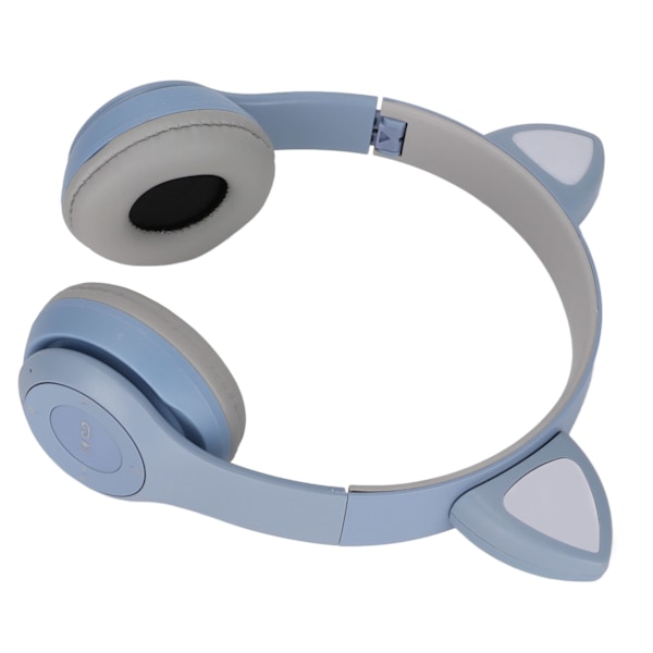 Bluetooth-hörlurar med stöd för minneskort, hopfällbara söta katthörlurar trådlösa med LED-ljus för barn, telefon, laptop