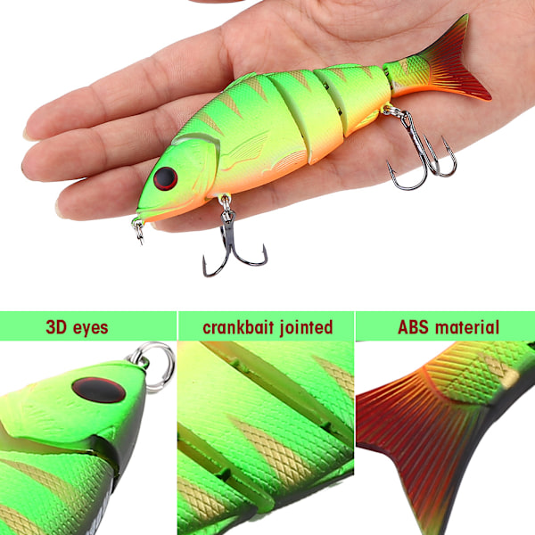Livsliknande Konstgjort Drag Bete Hårt Ledat Krokbete Crankbait Fiskeutrustning (A)