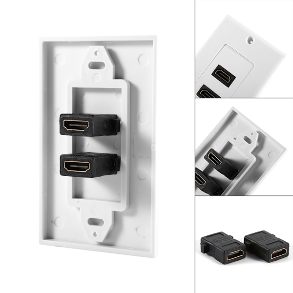 Dubbelport Guldpläterad HDMI med Ethernet Väggplatta Frontskydd för Hemmabio DVD TV