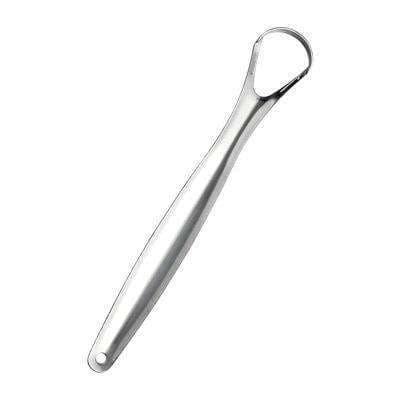 Tongue scraper in practical box - Stainless steel Silver silver