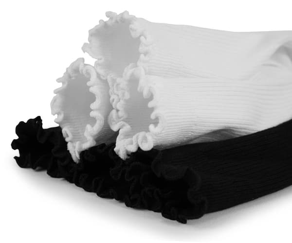 6 par damestrømper med flæser, lette ankelstrømper i bomuldsblanding med flæser, bløde, elastiske, åndbare hverdagsstrømper, Black、white