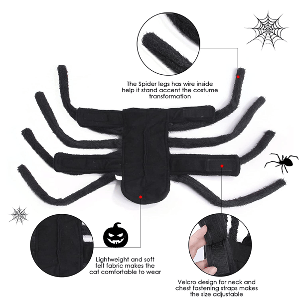 Hunde Halloween Kostumer - Edderkoppekostume til Halloweenfest, til sti style 1