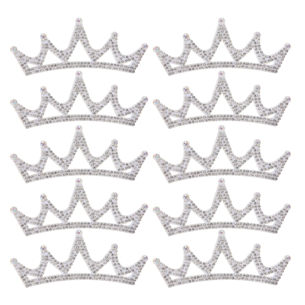 10 kpl Rhinestone-kangasapplikaatioita kruununmuotoisia laastareita vaatteiden tarvikkeita 10x3,7 cm valkoinen kolmiotyyppi