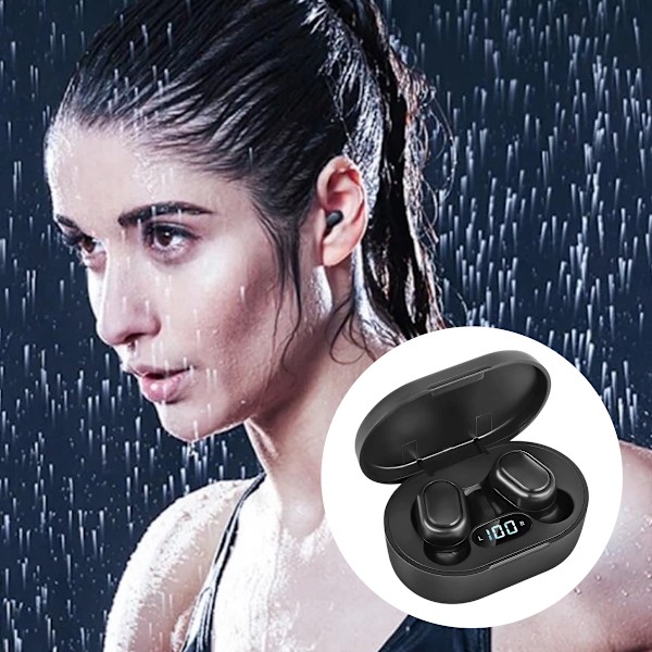Trådlösa Bluetooth-hörlurar, HiFi Digital LED-display Stereo Hörlurar, Vattentäta Öronproppar, Handsfree-samtal för Sport, Hemma, Arbete, Löpning