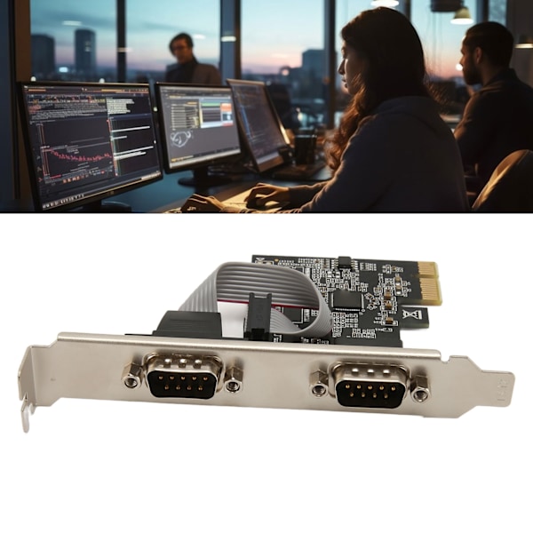2 Port PCI Express RS232 DB9 Seriellportkort PCIe Seriell Expansionskort PCIe Seriell Värdkontrollerkort för Windows för Linux