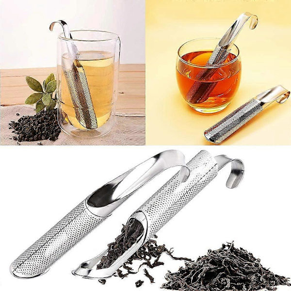 (2-pak) Te-infuserfiltre, si i rustfrit stål, ekstra slank rør-te-infuser
