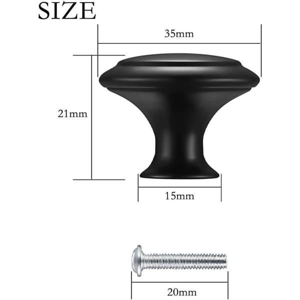 Sorte 25-styks møbelgreb, 30 mm, skuffeknopper, runde dørgreb, runde greb i rustfrit stål, velegnet til skabe,