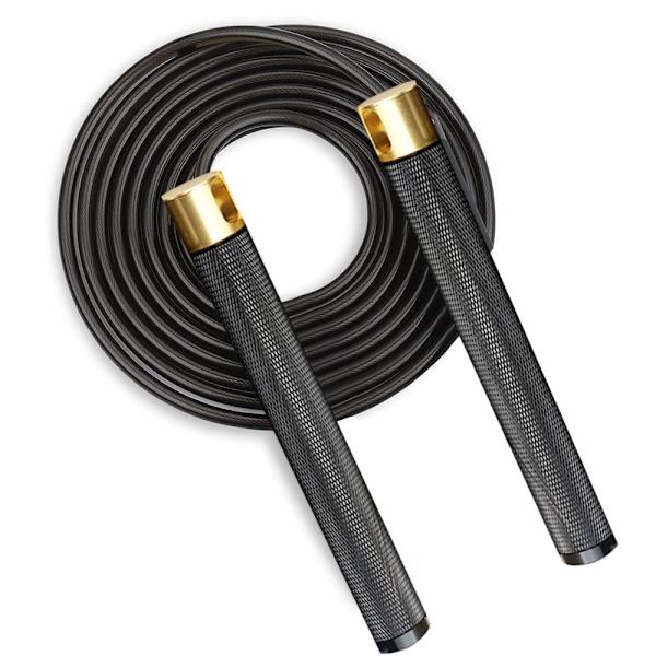 Hopprep för fitness, Gradspin trasselfritt justerbart hopprep med ståltråd, aluminiumhandtag, viktade hopprep för dubbelunderlag, Gold