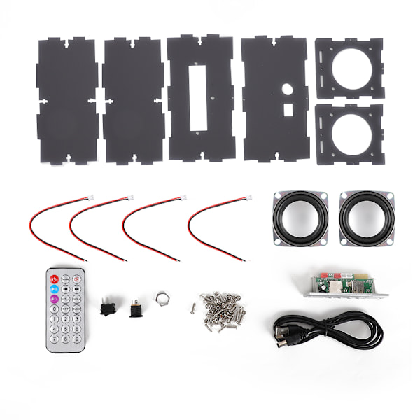 Bluetooth Högtalare DIY Kit MP3 Musikpaket Stereo Ljud 3W Mini Effektförstärkare med Fjärrkontroll Grå