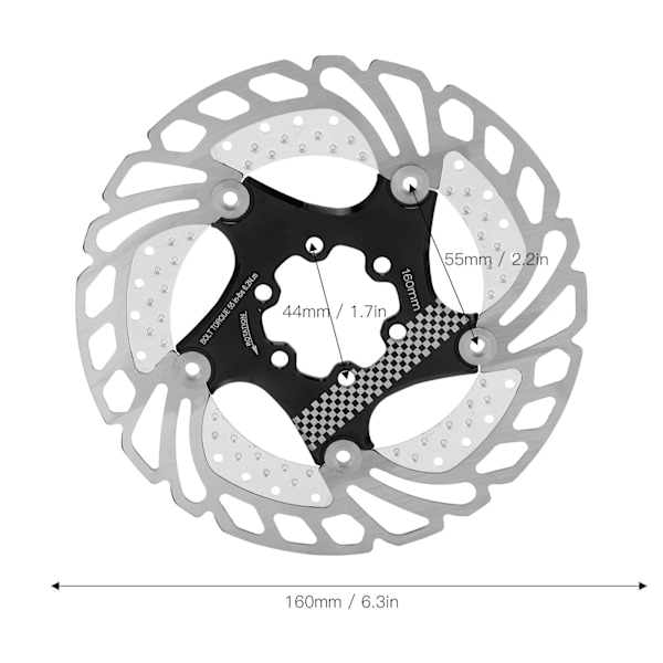 LeBycle Sykkel 160mm Flytende Skivebrems Rotor Varmeavledning 6 Pin Skive Rotor for Road Mountain BikeBlack