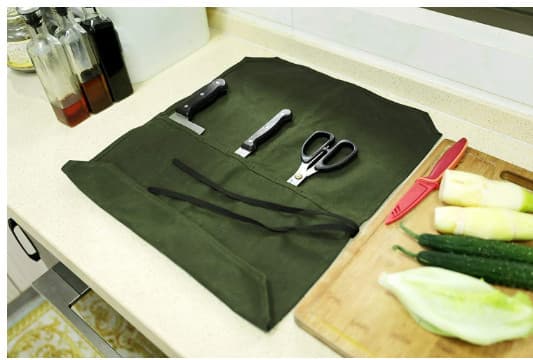 Canvas Knife Roll Bag - Knife Storage Green[TT] Green 206