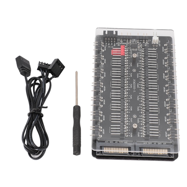 2 i 1 16-vägs ARGB PWM Fläkthubb SATA-gränssnitt Strömförsörjning Magnetisk 4-Pin PWM 3-Pin ARGB Chassifläkt Hubb med Akrylhölje