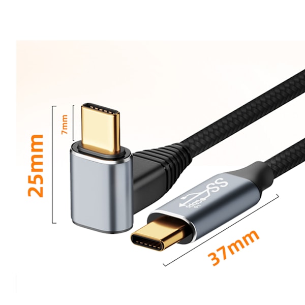 90 Graders USB C-kabel 4K 60Hz Stöder PD100W Typ C 3.1 Gen2 Full Funktion USB C Snabbladdningskabel för Steam Deck 150cm/59.1in