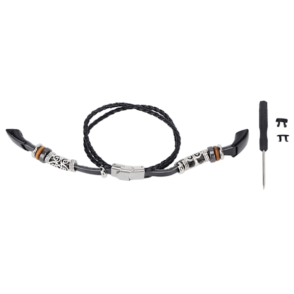Retro Sportklocka Armband Metallpärlor Läder Armbandsur Ersättning för Honor 5 4 Svart