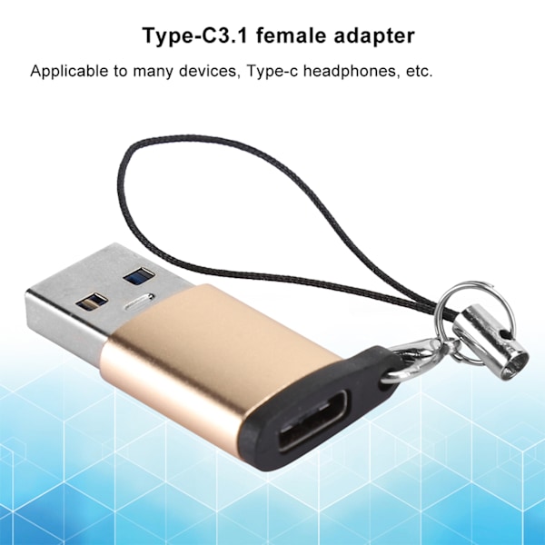 3 st USB3.0 till Typ C3.1 Hona Adapter Snodd Elektronisk Överföringskontakt (GuldSnodd)