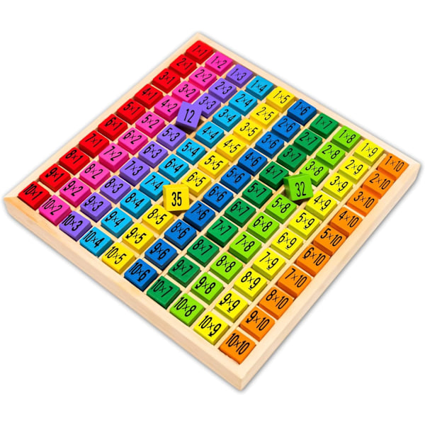Multiplikations- och additionsbrädsspel för robust och säker inlärning, pedagogiskt matematikbord med färgglada kuber 19*19*2,3 cm